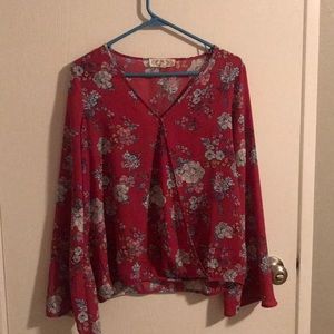 Pink Rose Floral Blouse